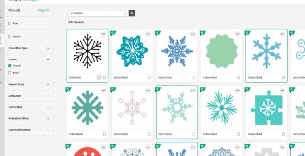 Selected snowflakes in Design Space - alifeofbalance.com