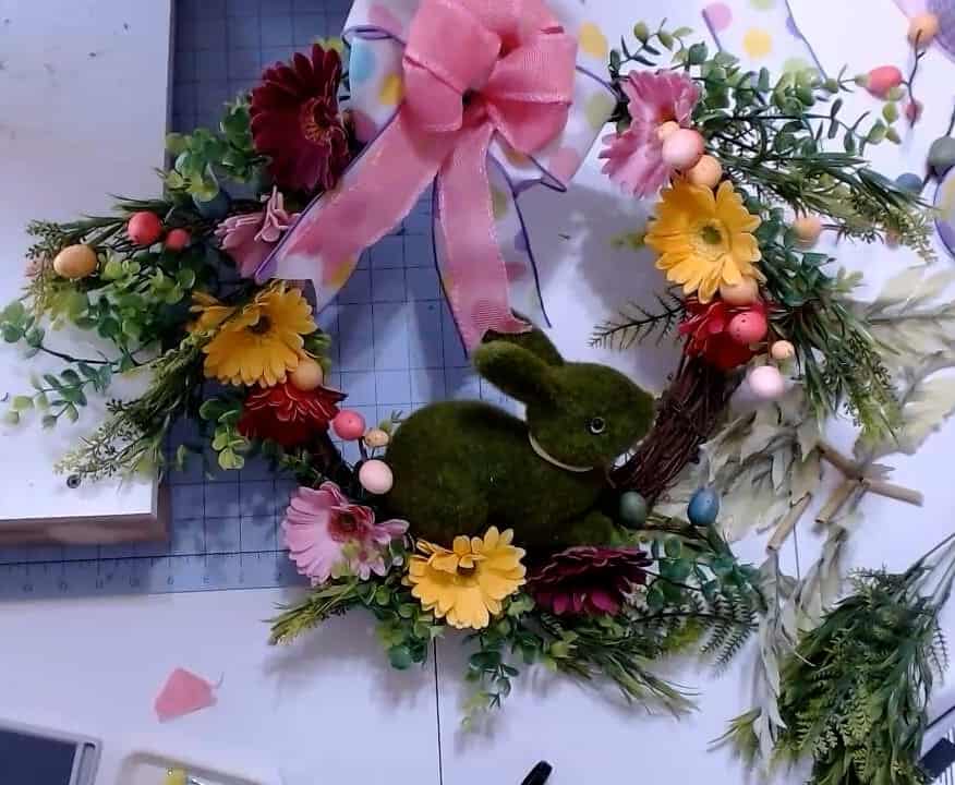 Completed Floral Bunny Wreath