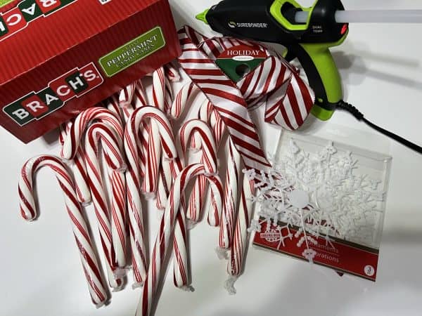 Supplies for candy cane wreath