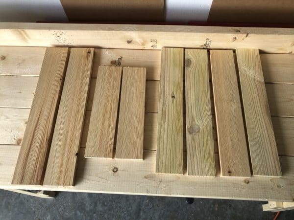 Collection of wood pieces for grill tools organizer