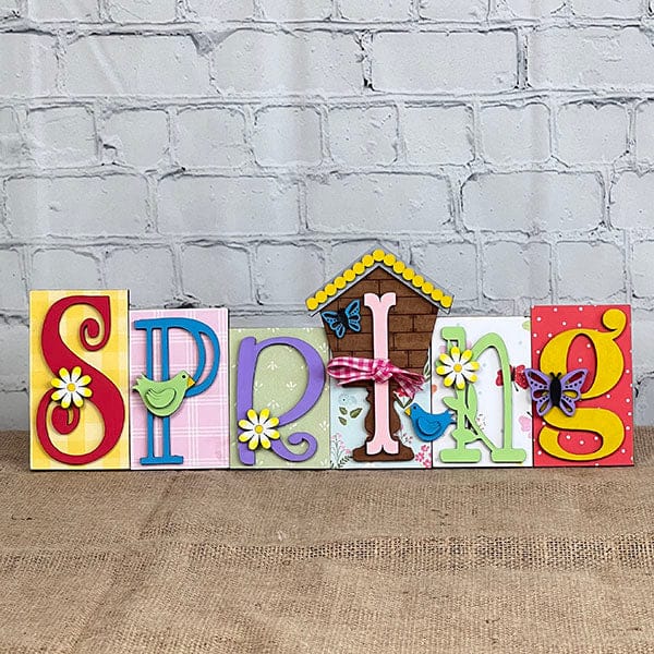 Craft a Mixed Media Spring Word Block