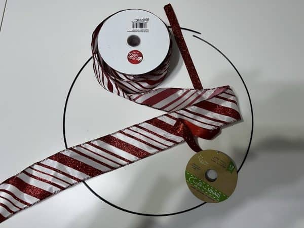 Supplies for ribbon candy wreath